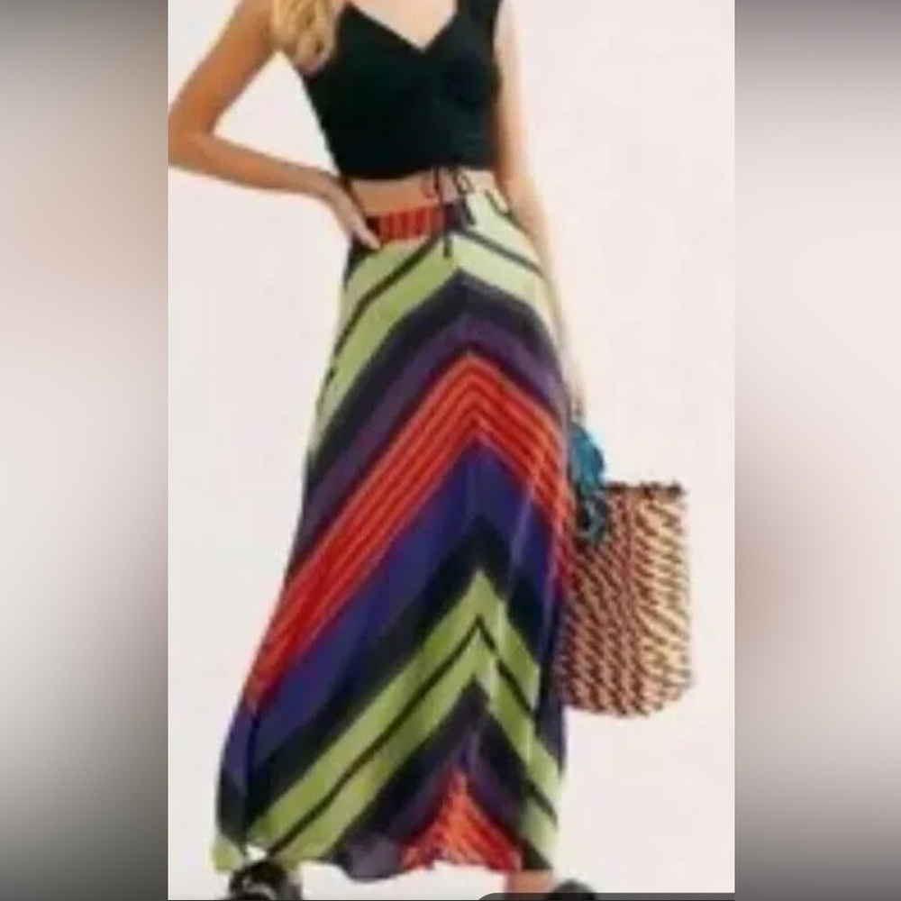 Free People size 4 Striped Maxi  skirt beach summer sun